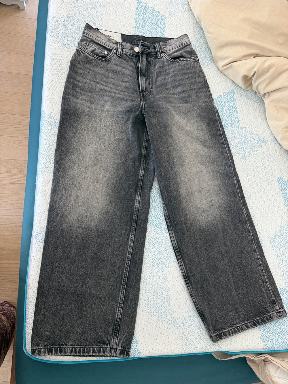 Men's Wide-Leg Baggy Black Washed Jeans